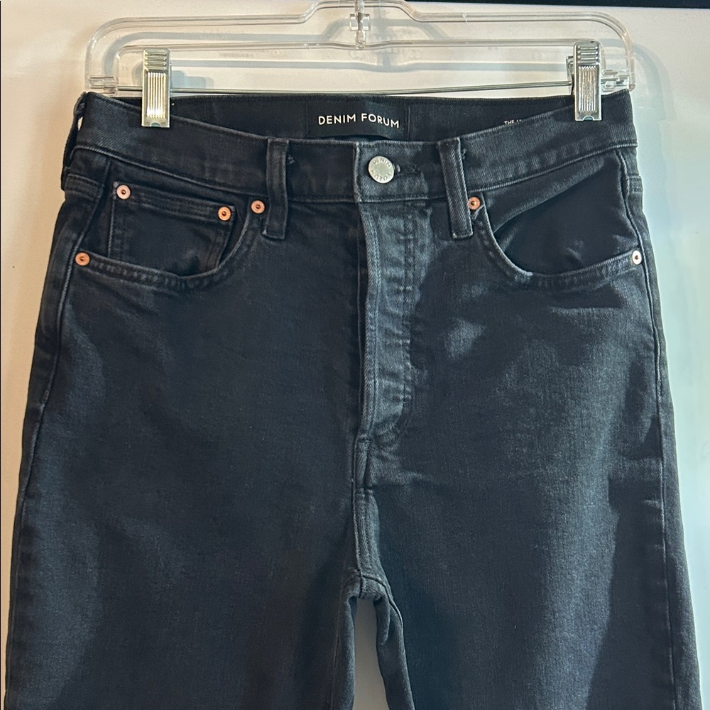 Denim Forum ladies Charcoal high-rise straight leg Jeans